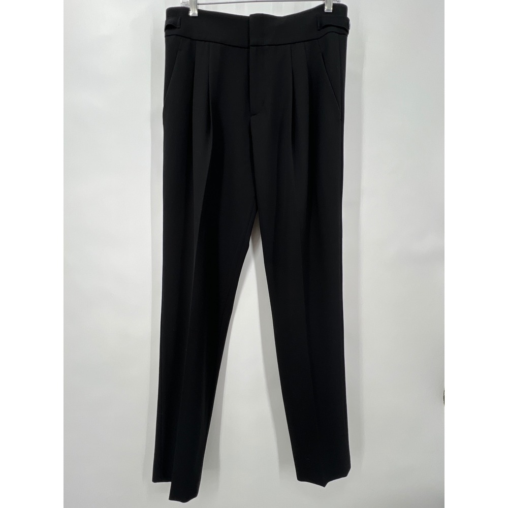 Vince Women 10 Black High Rise Pleated Tailored Wool Blend Trousers Dress Pant